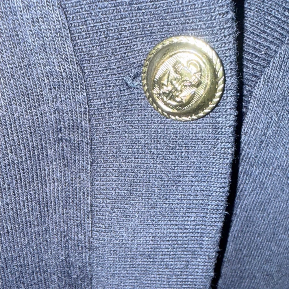 Nautical Vintage Navy Blue Embroidered Chain-Detail Cardigan Sweater🪝⚓️⛵️ - Picture 4 of 7